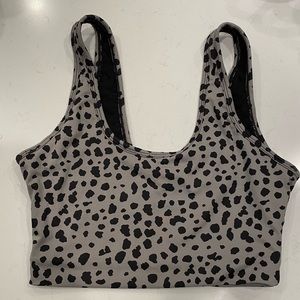 Balance Athletica Kingdom Sports Bra Gray and Black Print S